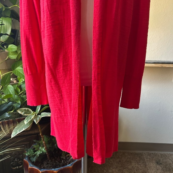 New Loft Raspberry 100% Cotton Open Front Cardigan size L - Picture 3 of 12